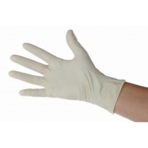 Paire de gants d’examen en latex pré-poudrés