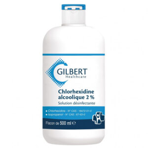 Désinfection à la chlorhexidine – Flacon 500 ml – Lot de 10 unités.