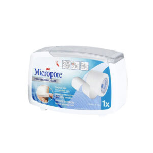 Sparadrap microporeux avec dévidoir 2.5cmx9.14m.