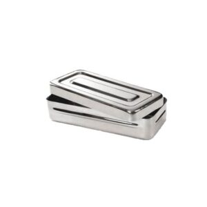 Boîte à instruments rectangulaire en inox autoclave 180 x 80 x 40 mm 325 g