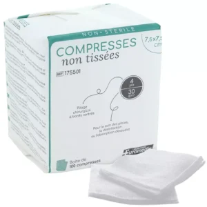 Compresses non tissées non stériles 7,5 x 7,5 cm
